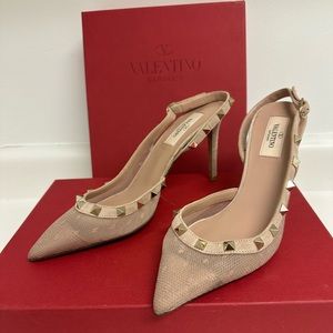 Valentino Sling Back Beige Heels